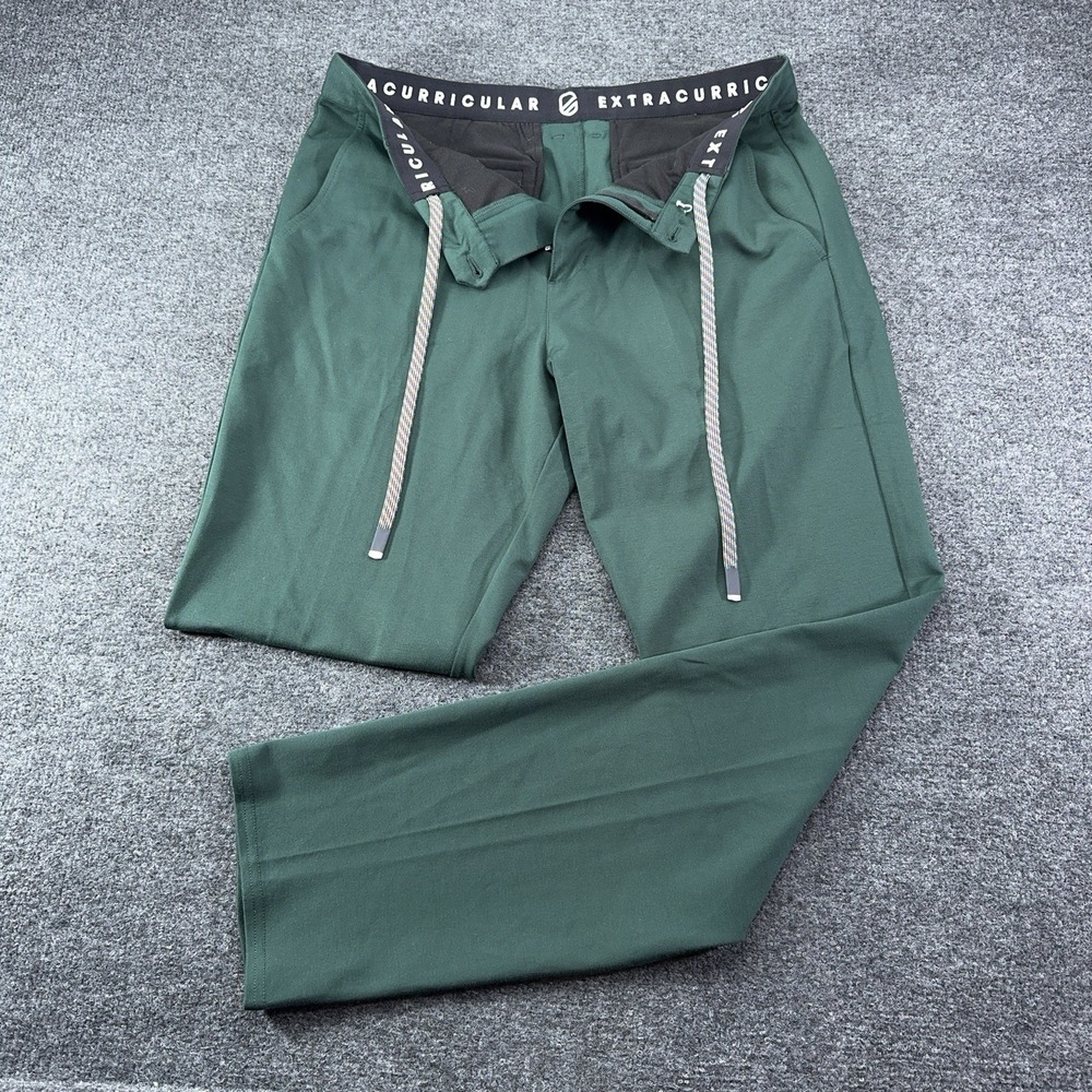 Extracurricular Golf Pants 34 Green Flat Front 32" Grip Waist Drawstring NWOT
